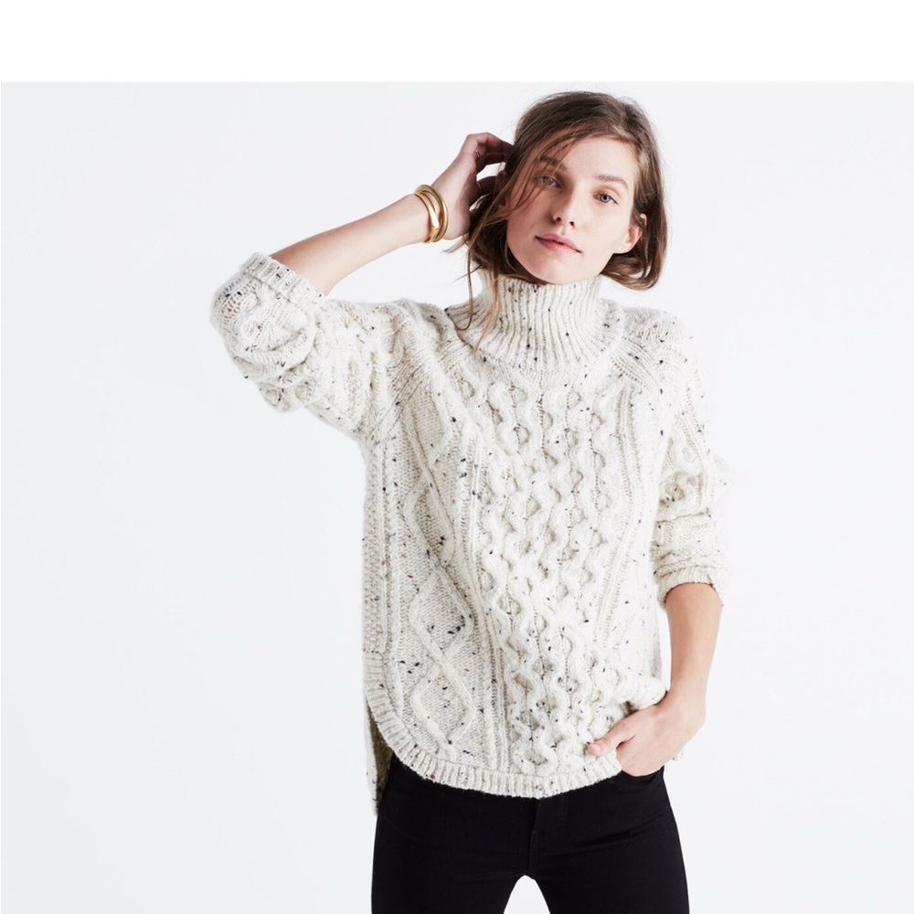 Madewell Cableknit Shirttail Turtleneck Sweater size small